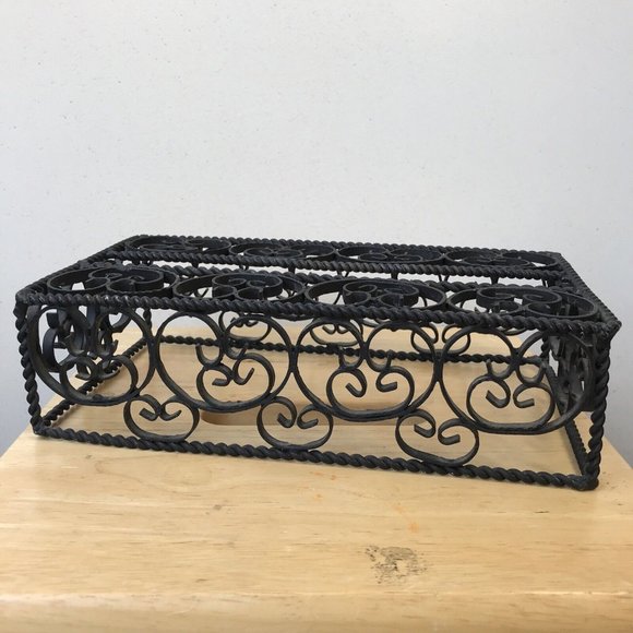 Cast Iron Ornate Rustic Primitive Tissue Box Napkin Holder Cover Farmhouse Decor - Picture 4 of 11